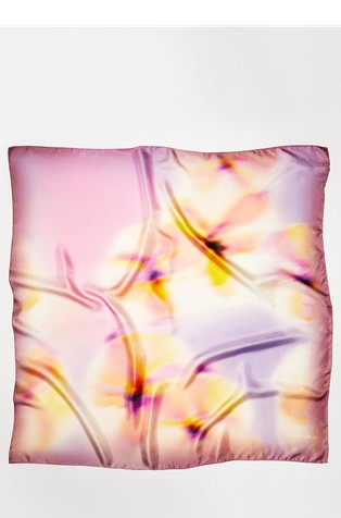 Silk twill scarf with floral print