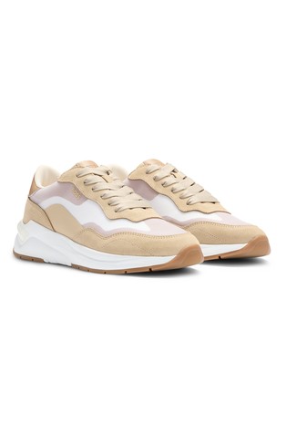 Trainers with suede and mesh