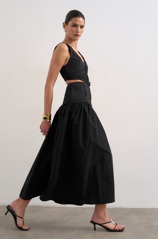 TSALINA midi obleka brez rokavov z izrezom na hrbtu