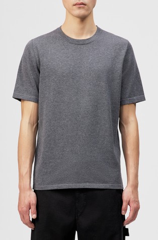 Pletena bombažna majica s kratkimi rokavi