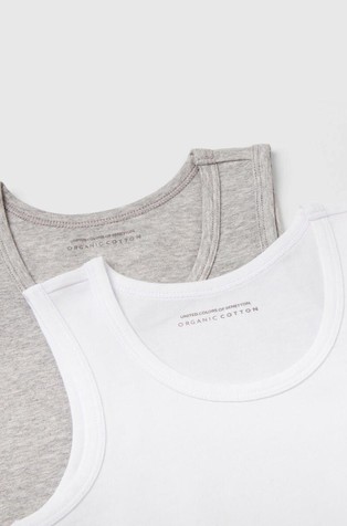 BENETTON Paket 2 spodnjih majic iz organskega bombaža Večbarvna - White / Gray 3