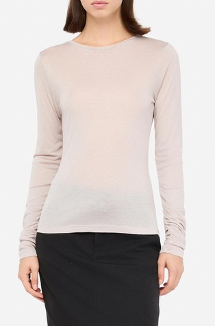 Modal and wool long-sleeved knit T-shirt