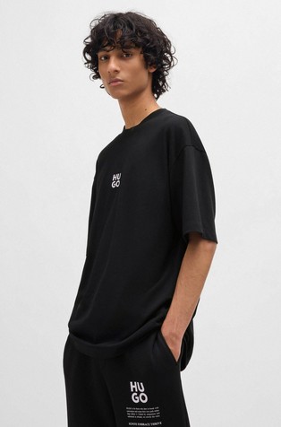 Oversized fit bombažna majica s potiskom na hrbtu