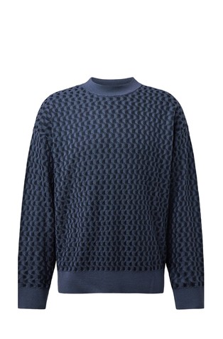 Cotton and wool blend textured jumper