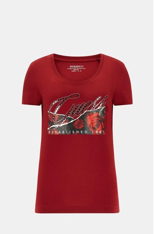 Floral print logo T-shirt