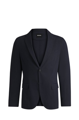 Slim fit suknjič iz raztegljive lanene mešanice