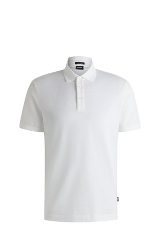Knit polo shirt in cotton and linen