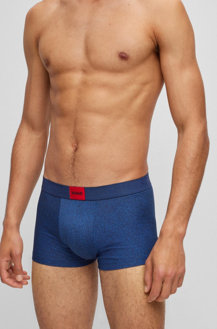 HUGO BOSS Boksarice iz raztegljivega bombaža z logo etiketo Modra - Blue 