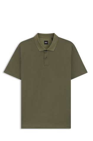 Polo shirt with geometric jacquard