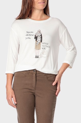 Printed T-shirt with 3/4 sleeves