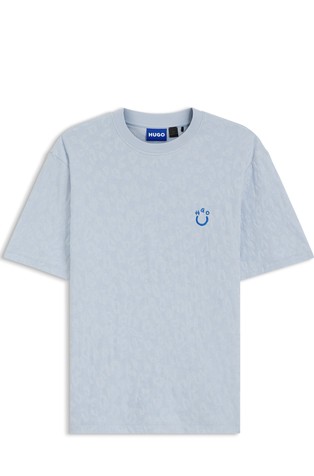 Frotirasta bombažna majica z leopardjim žakarskim vzorcem