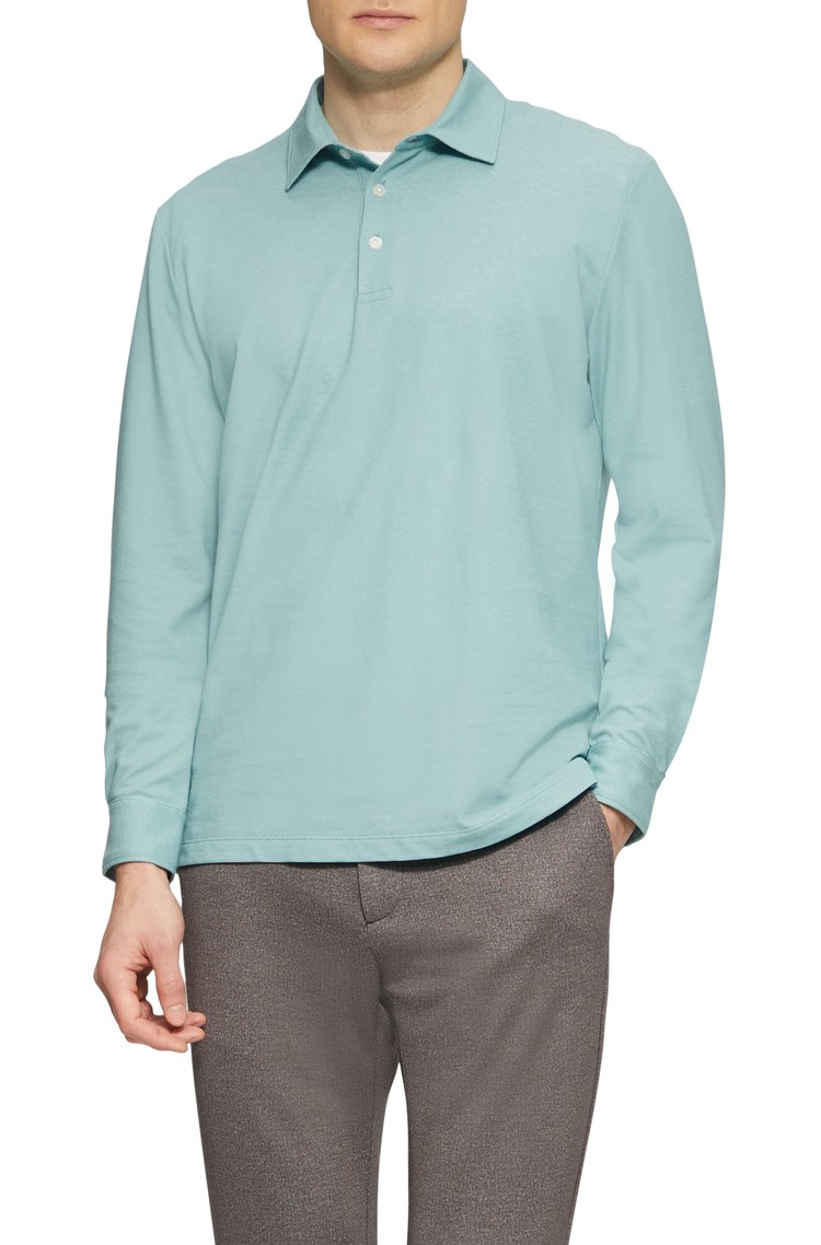 S.OLIVER Piké polo majica z dolgimi rokavi Modra - Turquoise 