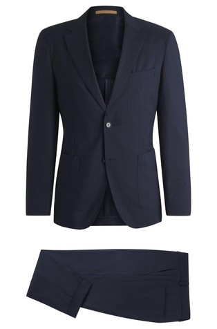 Slim fit črtasta obleka iz volnene mešanice
