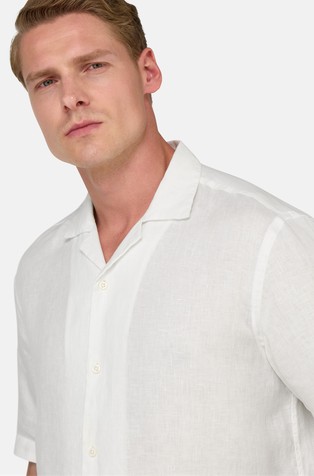BOGGI MILANO Regular Fit Linen Short Sleeve Shirt White 3