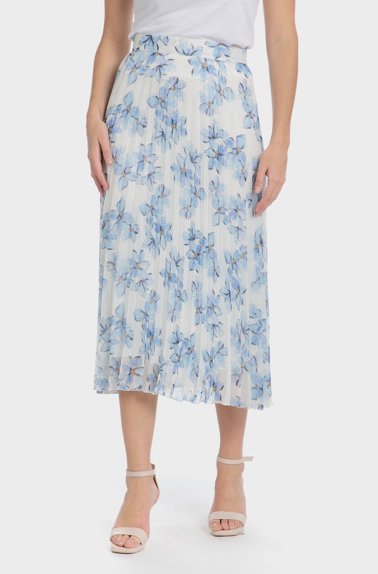 PUNT ROMA Plisirano krilo s cvetličnim vzorcem Večbarvna - White / Blue 