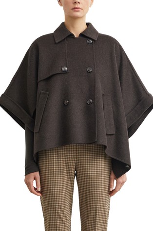 Double-faced wool blend cape