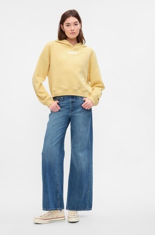 GAP Relaxed Gap Mini-Logo Cropped Hoodie New Chamois 3