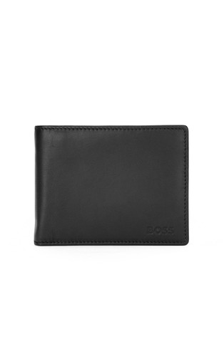 Leather billfold wallet with embossed logo