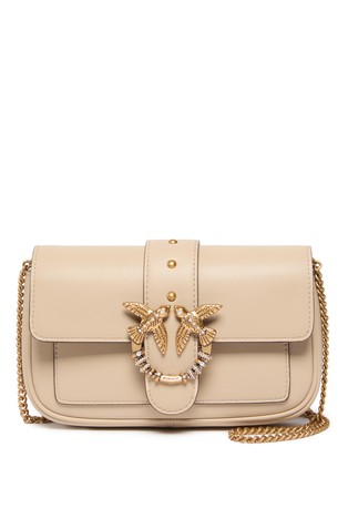 Love Bag Pocket small leather shoulder bag with jewel buckle