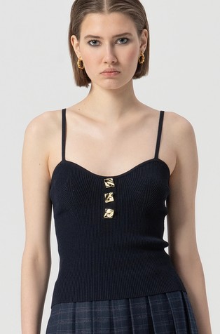 Pleten top z naramnicami iz viskozne mešanice