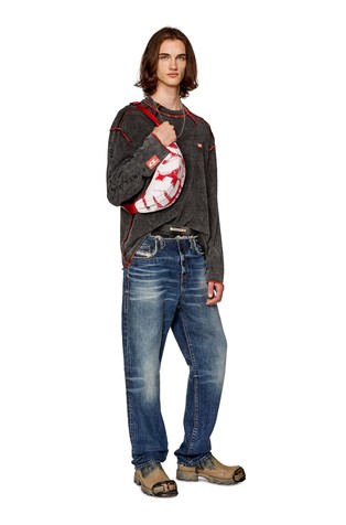 DIESEL Belt bag in logo-printed fabric Red/White 6