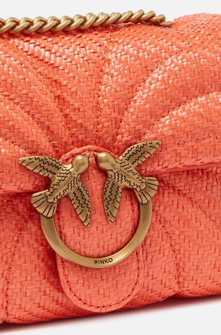 PINKO Love Bag Puff prešita mini torbica v videzu rafije Oranžna - Orange 3