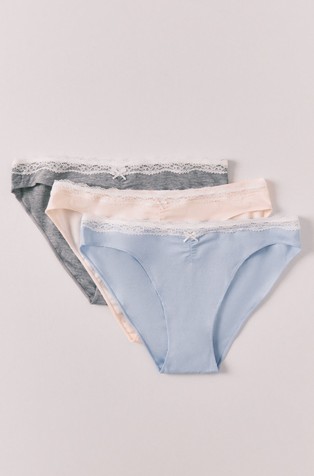 3-pack classic panties with lace