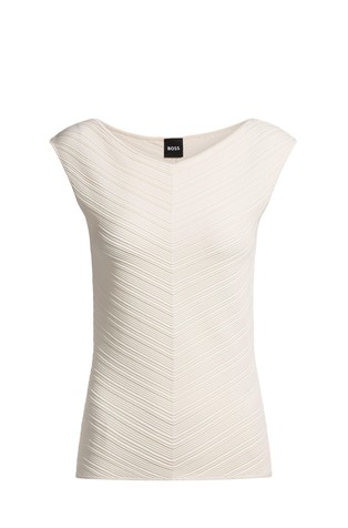 V-neck top with knitted structure