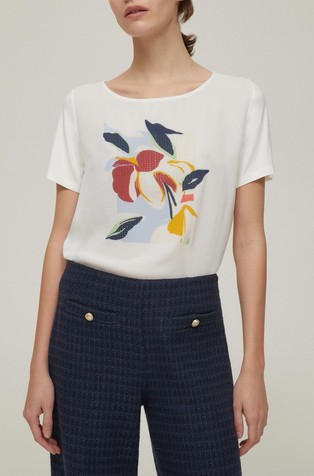 Majica iz jerseya in crepe de chine tkanine