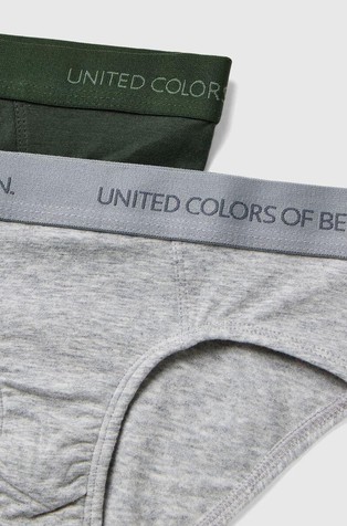 BENETTON Two briefs with logoed elastic Gray / Green 3