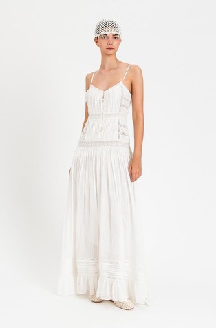 Dolga obleka iz muslina s čipko