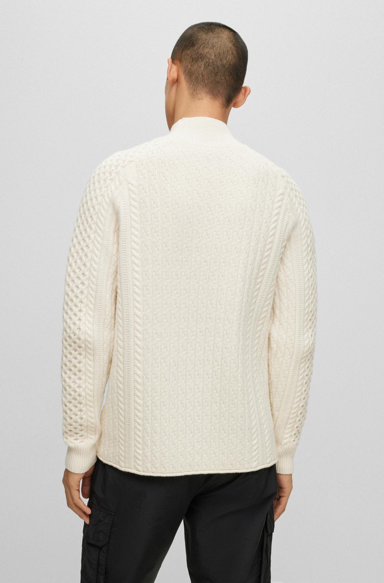 HUGO Oversized-fit cable-knit sweater in a wool blend online HUGO Oversized-fit cable-knit sweater in a wool blend online