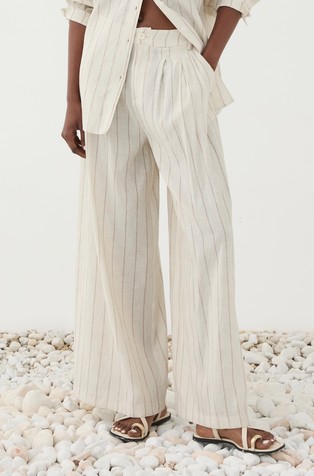 Striped viscose-blend trousers