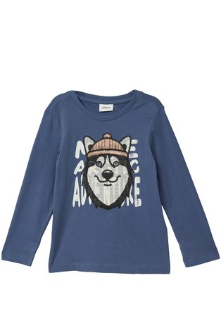 Cotton long-sleeved shirt with sequin artwork