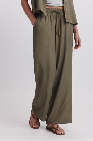 Viscose-blend drawstring trousers