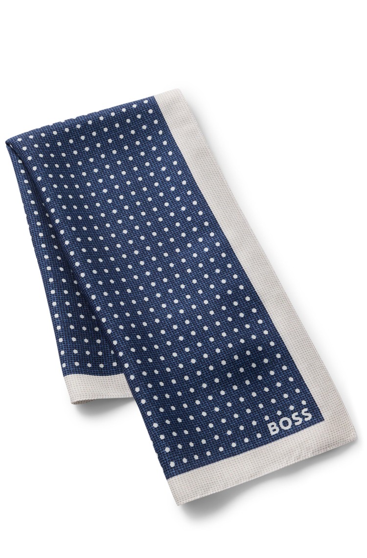 HUGO BOSS Viscose-silk bandana with polka-dot pattern Dark Blue 
