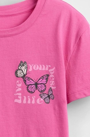 GAP Majica s kratkimi rokavi in potiskom za deklice Roza - Standout Pink 4