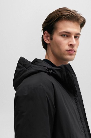 HUGO BOSS Vodoodbojna podložena jakna s kapuco Črna - Black 4