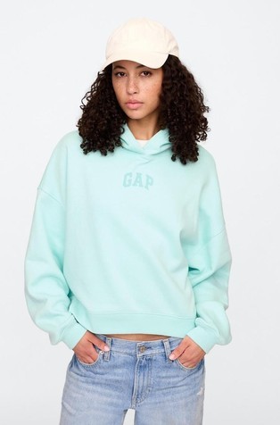Relaxed Gap Mini-Logo Cropped Hoodie