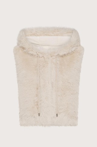 Faux fur vest with hood