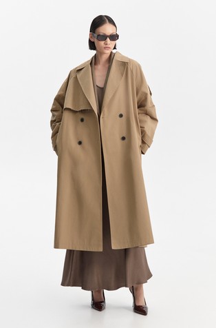 Oversized fit trenčkot iz bombažne mešanice