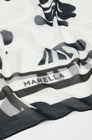 MARELLA Viscose scarf with floral pattern White / Black 3
