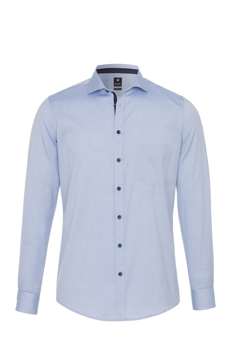 PURE H.TICO Modern fit City srajca z dolgimi rokavi Modra - Blue 