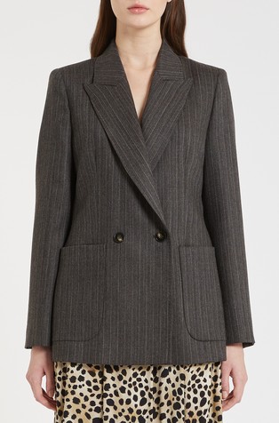 Volnen suknjič z dvorednim zapenjanjem in črtastim vzorcem