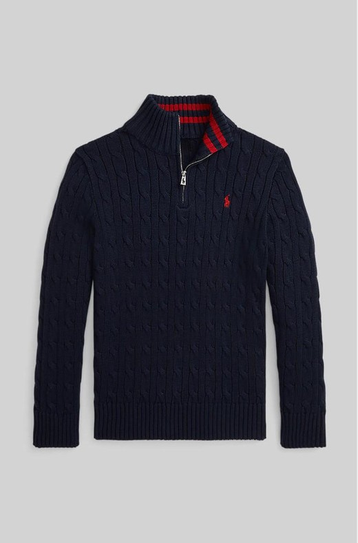Cable-Knit Cotton Quarter-Zip Sweater POLO RALPH LAUREN KIDS