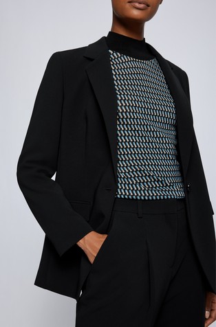 HUGO BOSS Crease-resistant relaxed-fit jacket in Japanese crepe Black 4
