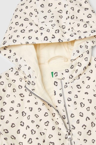 BENETTON Lahka vzorčasta jakna s kapuco Bela - Creamy White 3