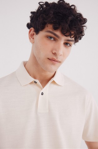 SPRINGFIELD Regular fit piké polo majica s kratkimi rokavi Bež - Beige 3