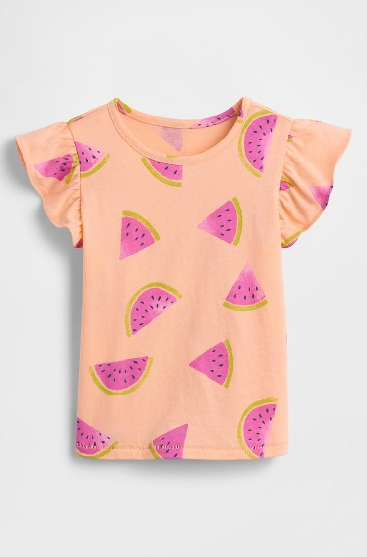 GAP babyGap Flutter Sleeve T-Shirt Orange Neon Coral 