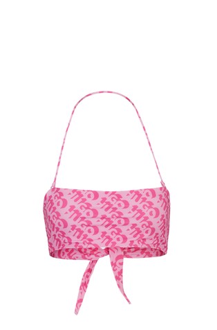 HUGO BOSS Bandeau bikini top with repeat logo print Pink 4